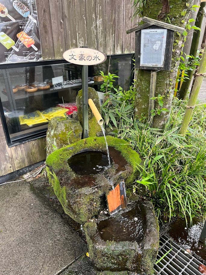 阿蘇神社の門前町にある文豪の水